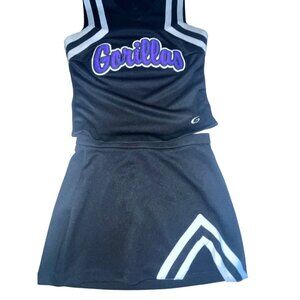 Cheerleader Uniform Outfit Costume Purple Black Gorillas 34" Top 27 Skirt Small